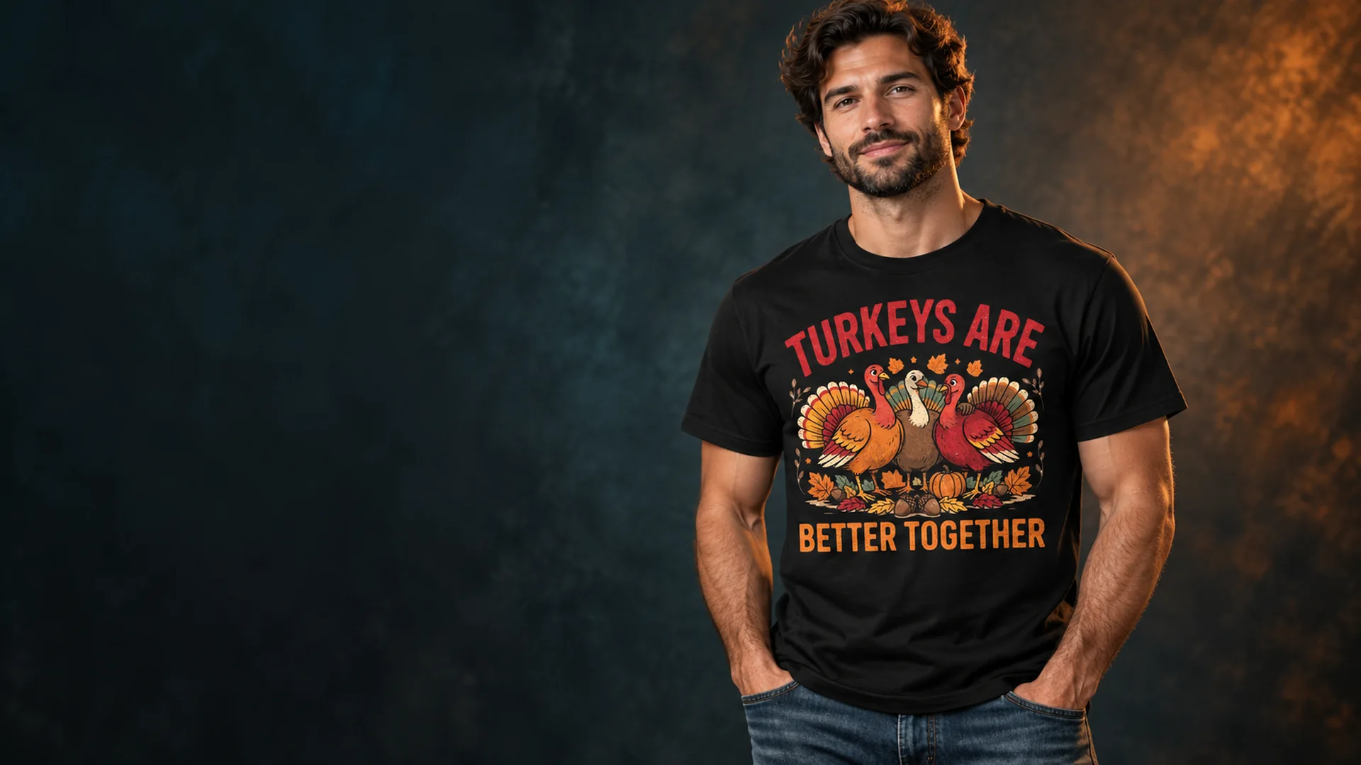 Model wearing Turkeys Are Better Together Thanksgiving T Shirt